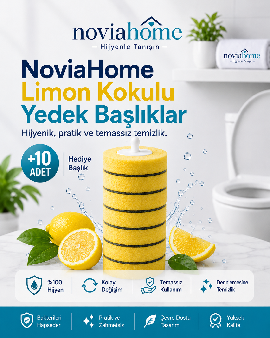 NoviaHome™ Yedek Sünger Başlık 10'lu